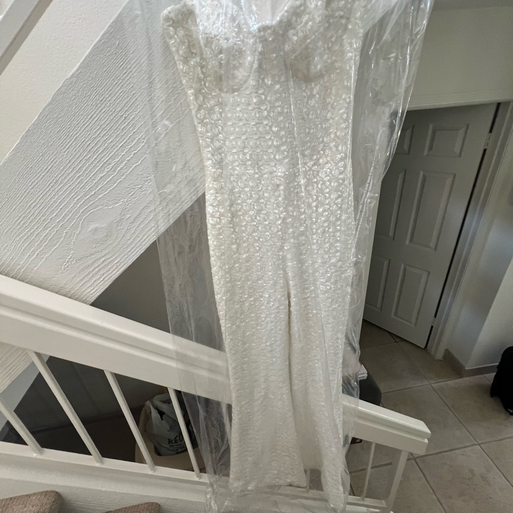 Nadine Merabi White Jumpsuit - Tailored + Dry Cleaned - Picture 6 of 11